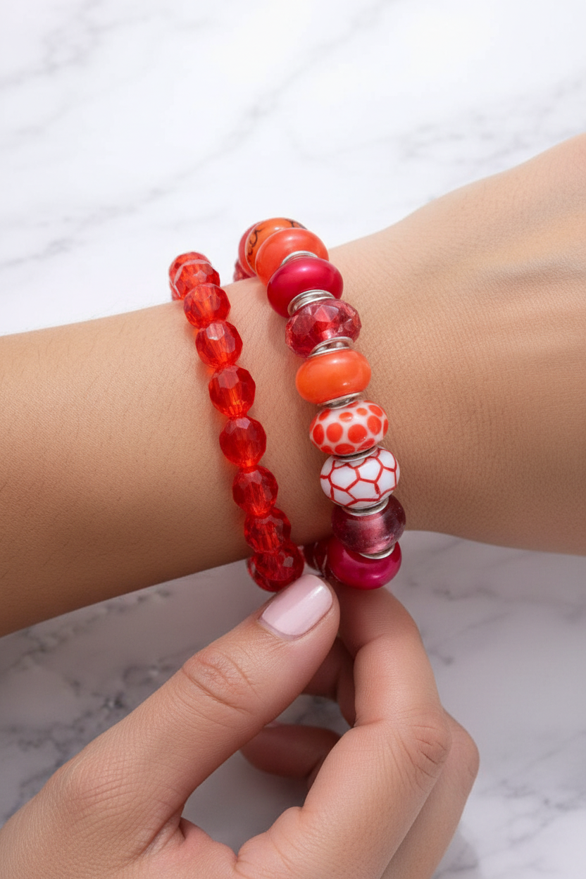 Cherry Red Bracelet Set